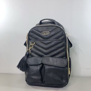 Itzy Ritzy Boss Diaper Bag Backpack Black "Rock and Roll" with Changing Pad nw